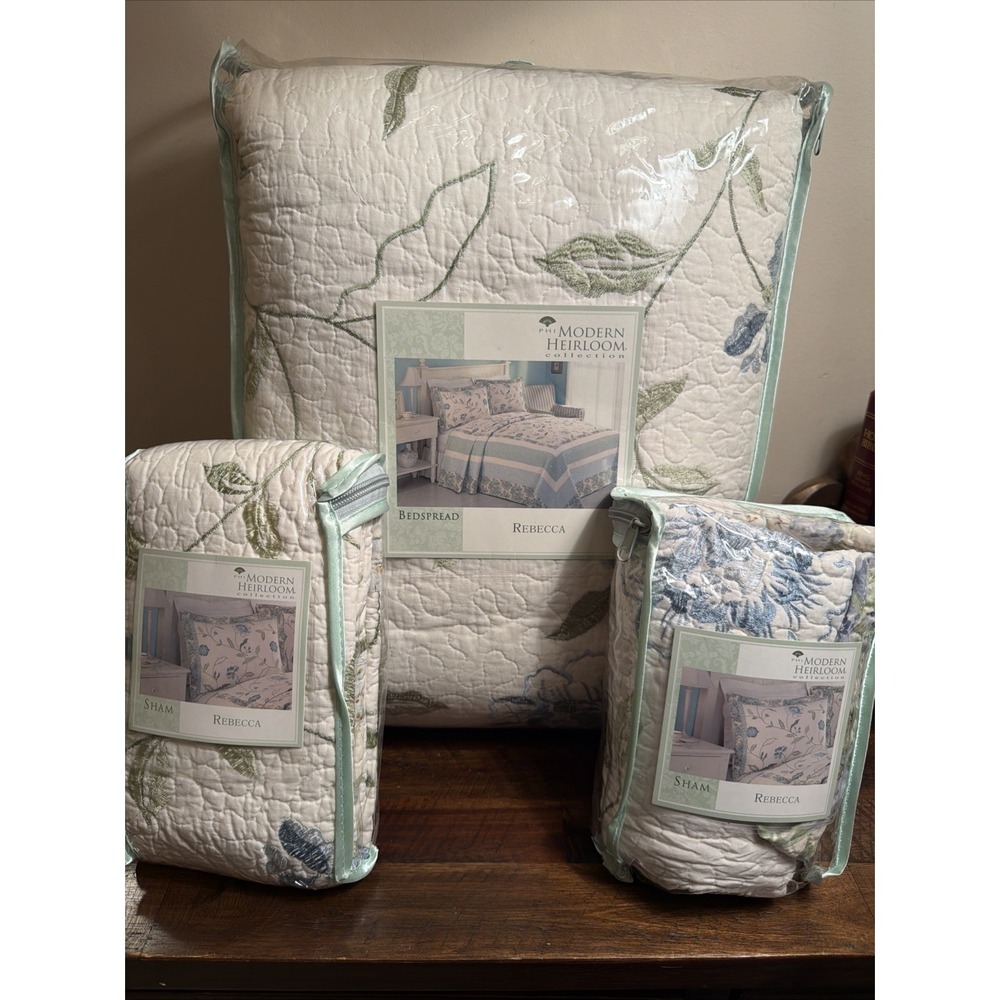 Modern Heirloom Collection Rebecca Bed Spread Matching Pillow Shams Full Bed 3pc